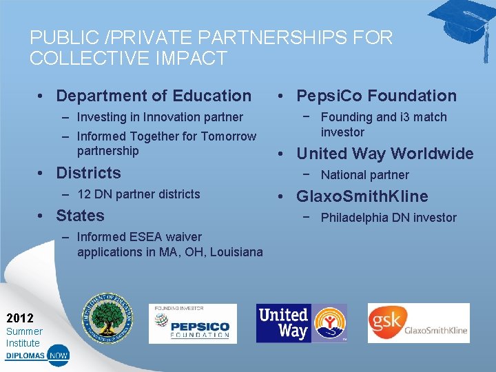 PUBLIC /PRIVATE PARTNERSHIPS FOR COLLECTIVE IMPACT • Department of Education – Investing in Innovation
