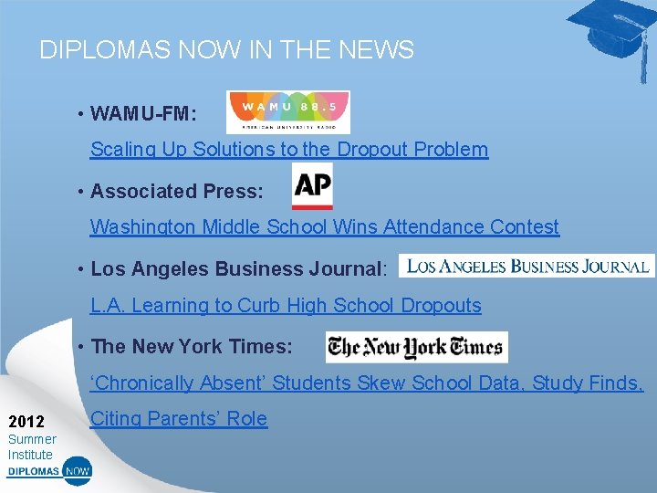 DIPLOMAS NOW IN THE NEWS • WAMU-FM: Scaling Up Solutions to the Dropout Problem