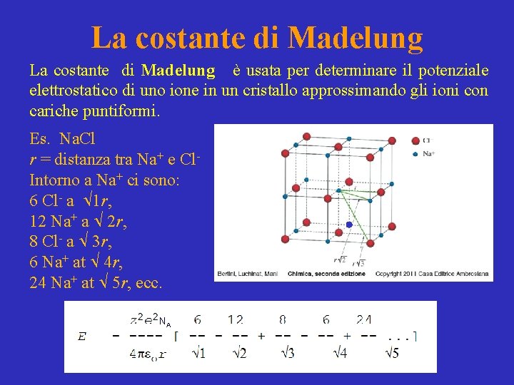 La costante di Madelung è usata per determinare il potenziale elettrostatico di uno ione