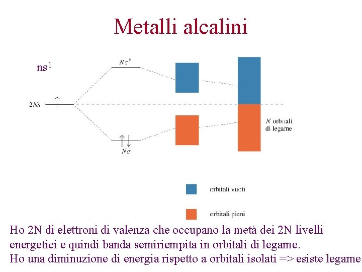 Metalli alcalini ns 1 Ho 2 N di elettroni di valenza che occupano la