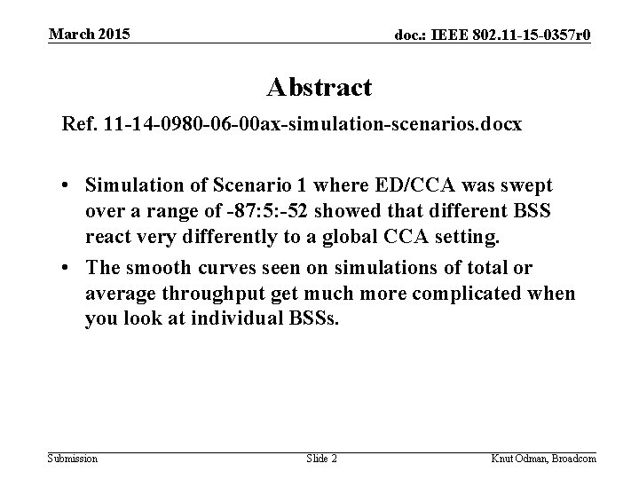 March 2015 doc. : IEEE 802. 11 -15 -0357 r 0 Abstract Ref. 11