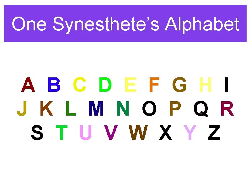 One Synesthete’s Alphabet A B C D E F G H I J K