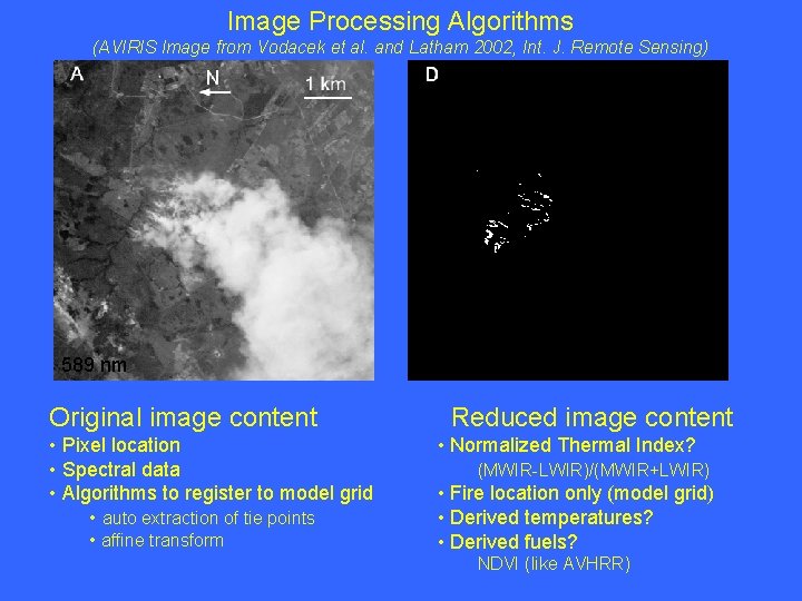 Image Processing Algorithms (AVIRIS Image from Vodacek et al. and Latham 2002, Int. J.