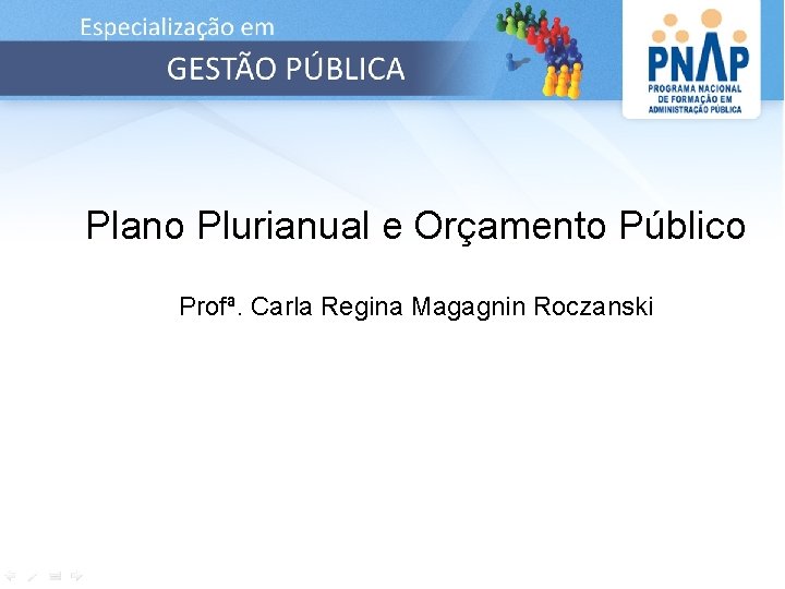 Plano Plurianual e Orçamento Público Profª. Carla Regina Magagnin Roczanski 