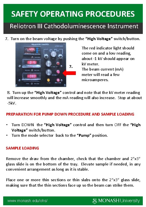 SAFETY OPERATING PROCEDURES Reliotron III Cathodoluminescence Instrument DO