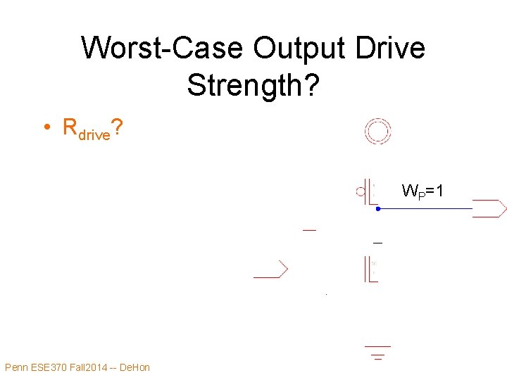 Worst-Case Output Drive Strength? • Rdrive? WP=1 Penn ESE 370 Fall 2014 -- De.