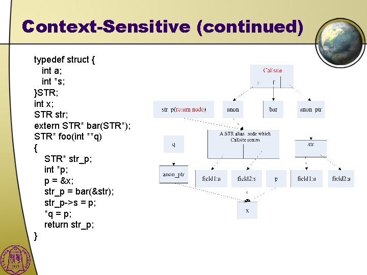 Context-Sensitive (continued) typedef struct { int a; int *s; }STR; int x; STR str;