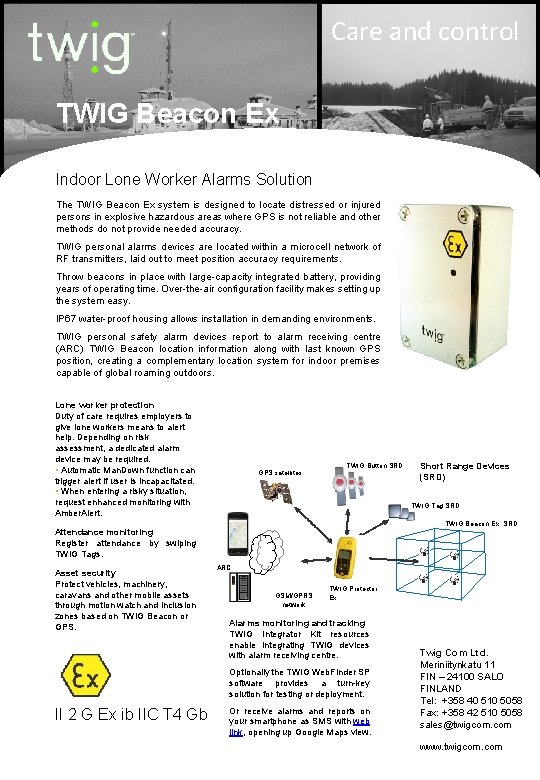 Care and control TWIG Beacon Ex Indoor Lone Worker Alarms Solution The TWIG Beacon