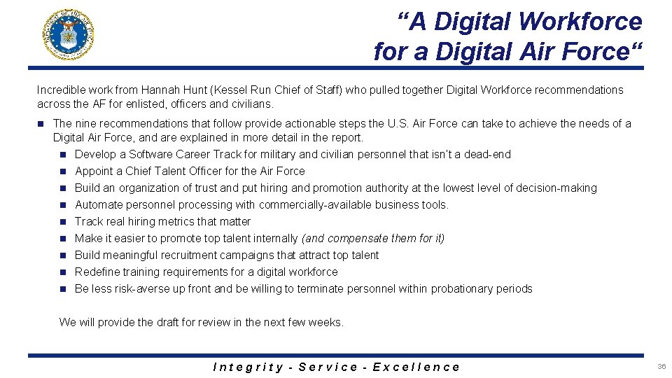 “A Digital Workforce for a Digital Air Force“ Incredible work from Hannah Hunt (Kessel