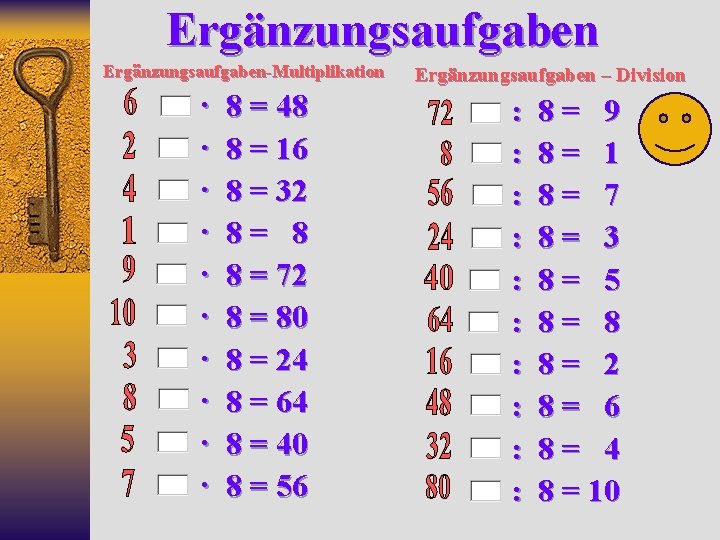 Ergänzungsaufgaben-Multiplikation · · · · · 8 = 48 8 = 16 8 =