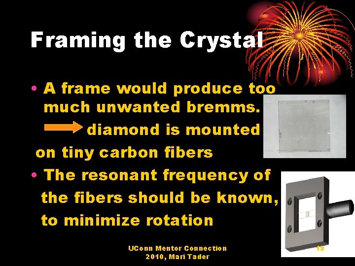 Framing the Crystal • A frame would produce too much unwanted bremms. diamond is
