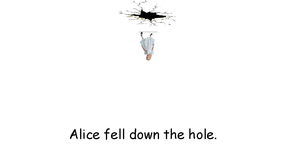 Alice fell down the hole. 