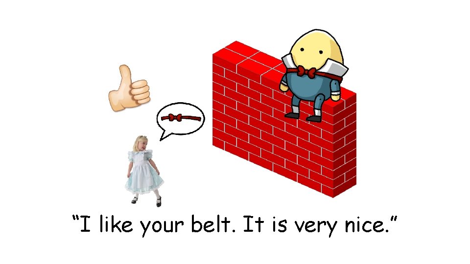 “I like your belt. It is very nice. ” 