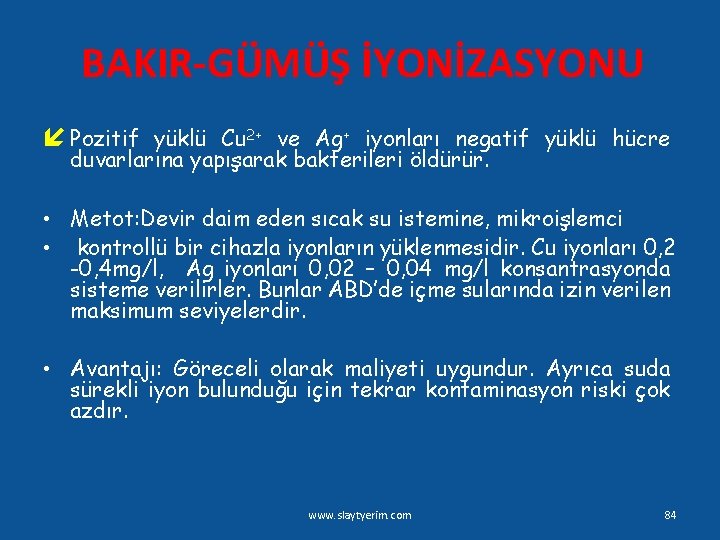 BAKIR-GÜMÜŞ İYONİZASYONU í Pozitif yüklü Cu 2+ ve Ag+ iyonları negatif yüklü hücre duvarlarına