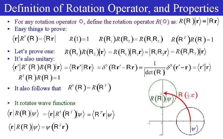 Definition of Rotation Operator, and Properties • For any rotation operator , define the