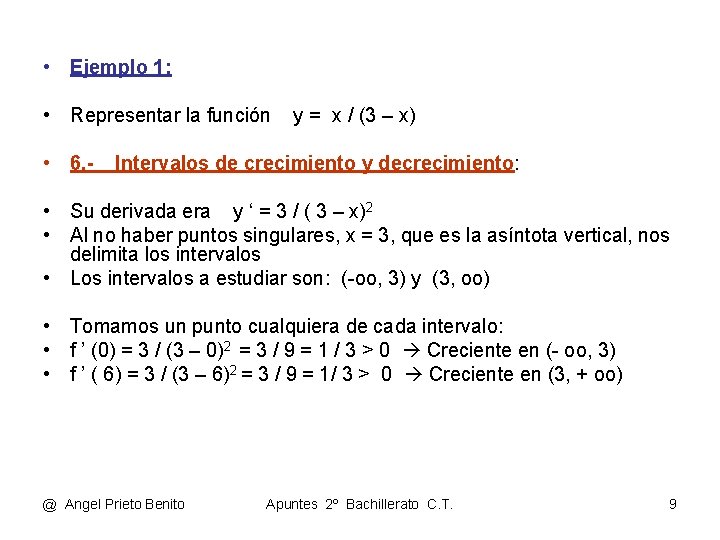  • Ejemplo 1: • Representar la función • 6. - y = x