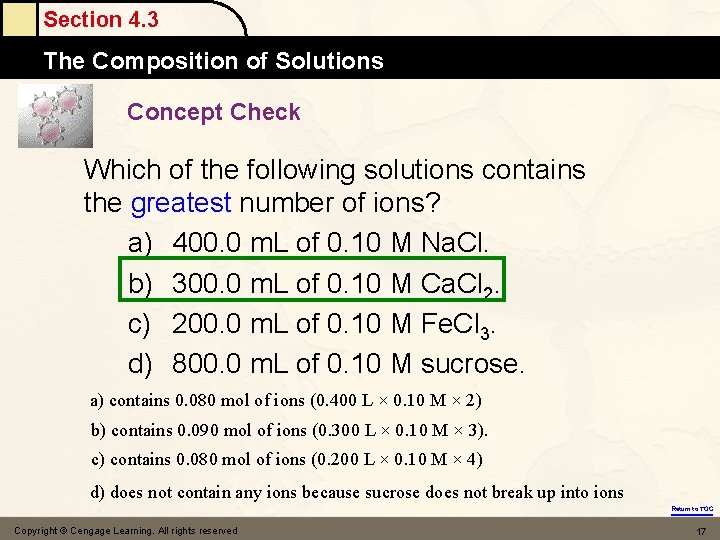 Section 4. 3 The Composition of Solutions Concept Check Which of the following solutions