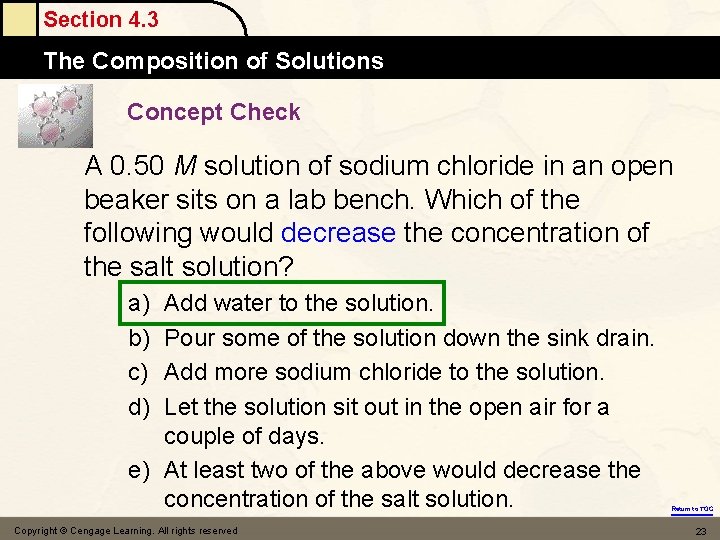 Section 4. 3 The Composition of Solutions Concept Check A 0. 50 M solution