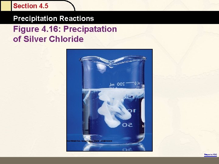 Section 4. 5 Precipitation Reactions Figure 4. 16: Precipatation of Silver Chloride Photo ©