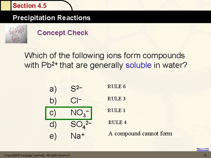 Section 4. 5 Precipitation Reactions Concept Check Which of the following ions form compounds