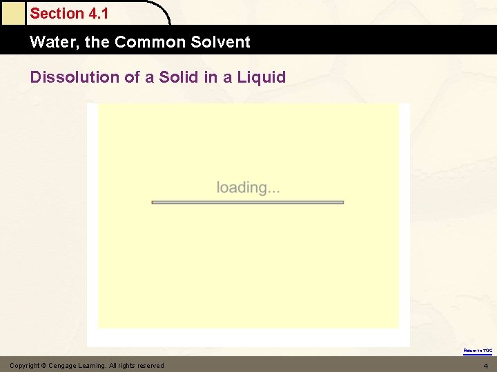 Section 4. 1 Water, the Common Solvent Dissolution of a Solid in a Liquid