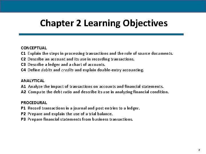 Accounting for Business Transactions Chapter 2 Wild and