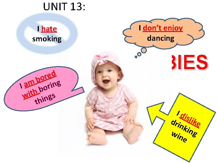 UNIT 13: I hate smoking d e r o b I am boring with