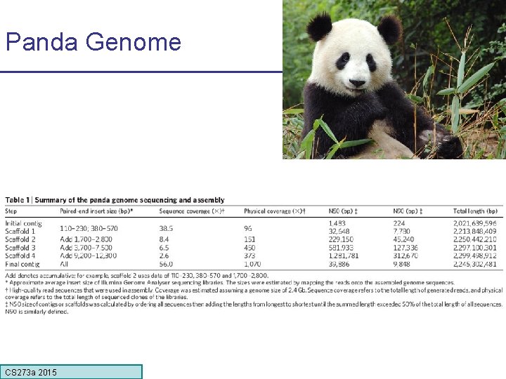 Panda Genome CS 273 a 2015 