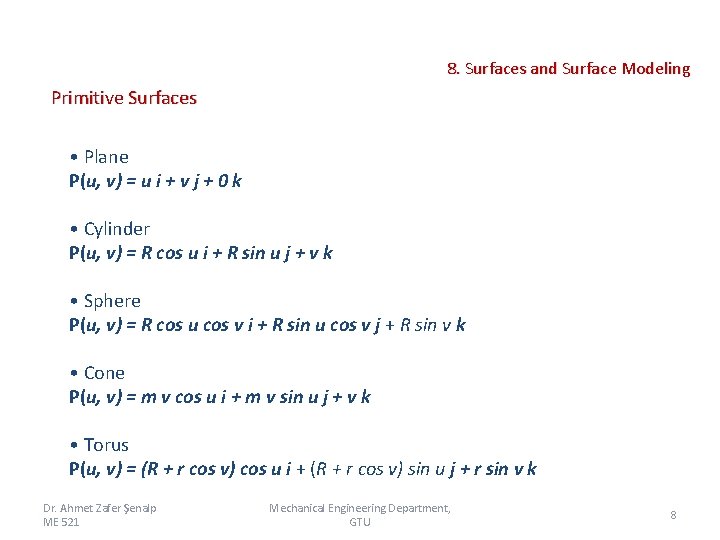 Me 521 Computer Aided Design 8 Surfaces And