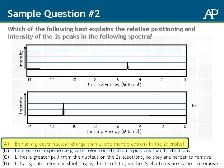 Sample Question #2 Intensity Which of the following best explains the relative positioning and Sample Question #2 Intensity Which of the following best explains the relative positioning and