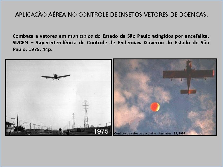 APLICAÇÃO AÉREA NO CONTROLE DE INSETOS VETORES DE DOENÇAS. Combate a vetores em municípios