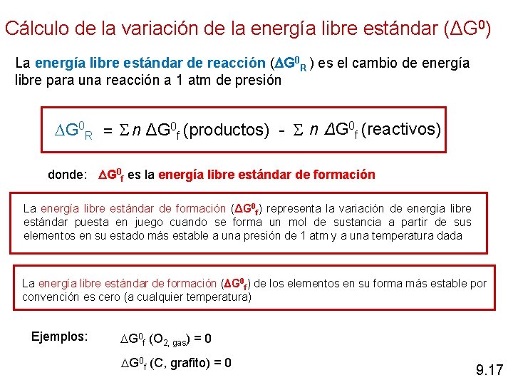 Cálculo de la variación de la energía libre estándar (ΔG 0) La energía libre