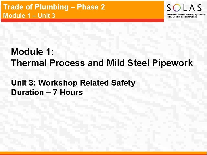 Trade of Plumbing – Phase 2 Module 1 – Unit 3 Module 1: Thermal