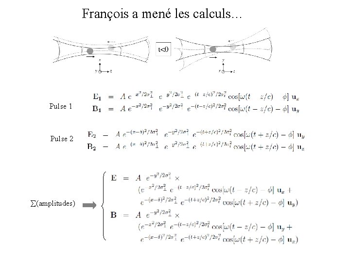 François a mené les calculs… Pulse 1 Pulse 2 (amplitudes) 