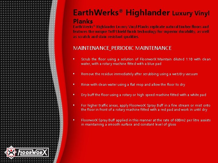 Earth. Werks® Highlander Luxury Vinyl Planks replicate natural timber floors and features the unique