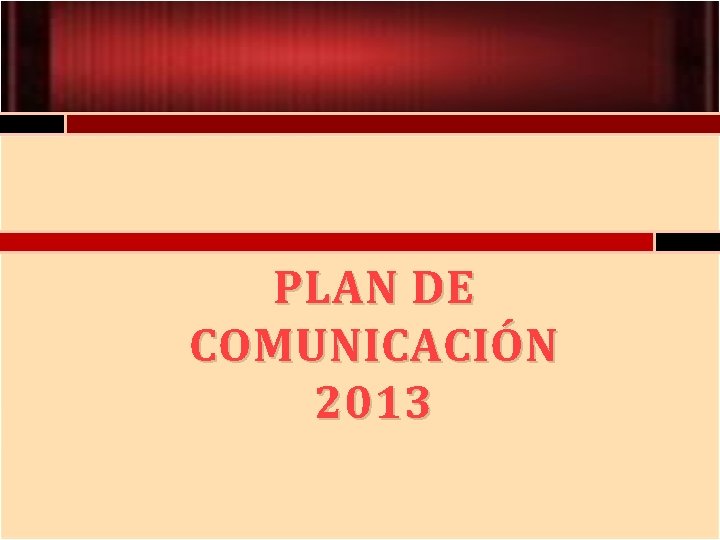 PLAN DE COMUNICACIÓN 2013 