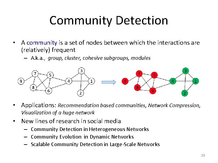 Community Detection • A community is a set of nodes between which the interactions