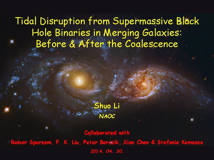 Tidal Disruption from Supermassive Black Hole Binaries in Merging Galaxies: Before & After the