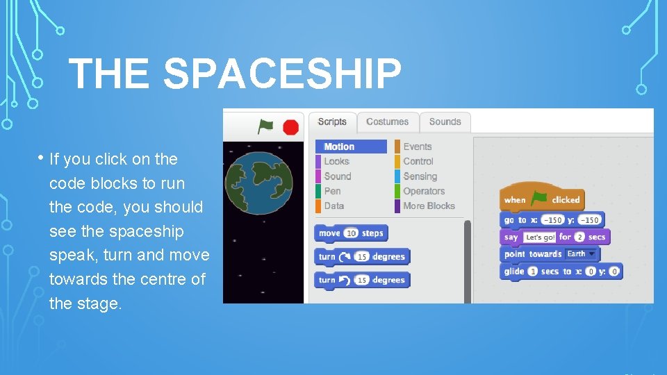 THE SPACESHIP • If you click on the code blocks to run the code,