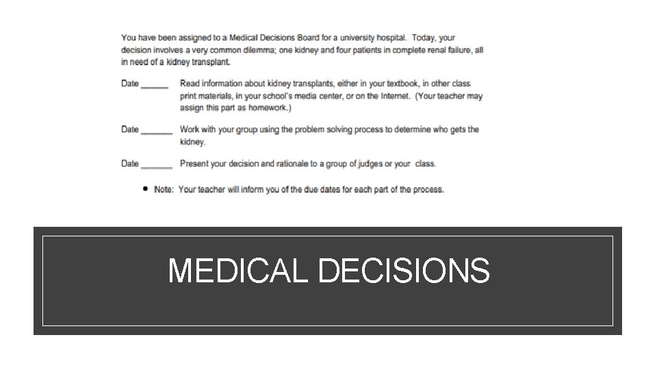 MEDICAL DECISIONS 