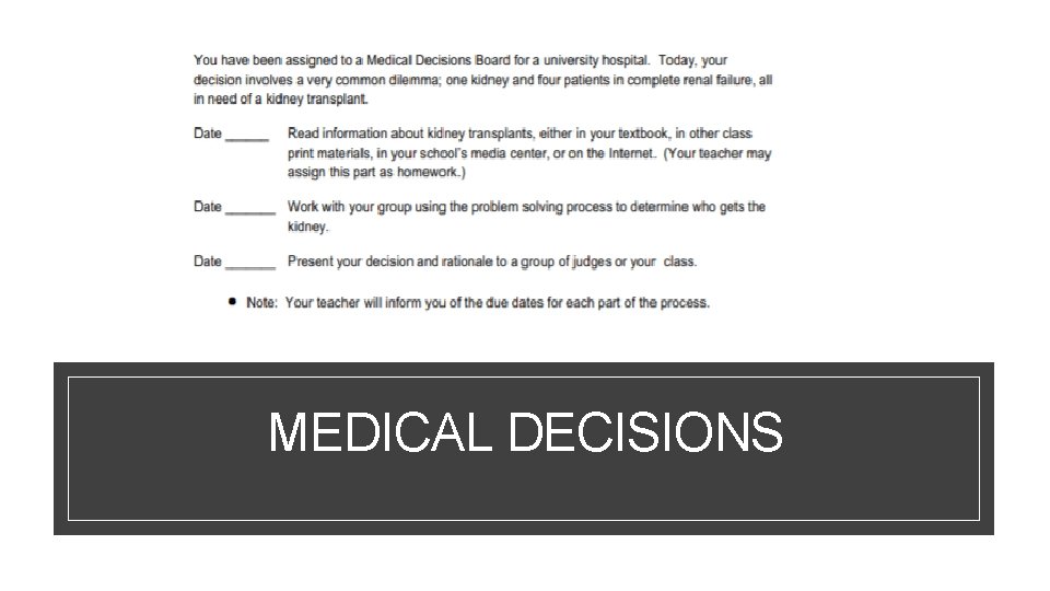 MEDICAL DECISIONS 