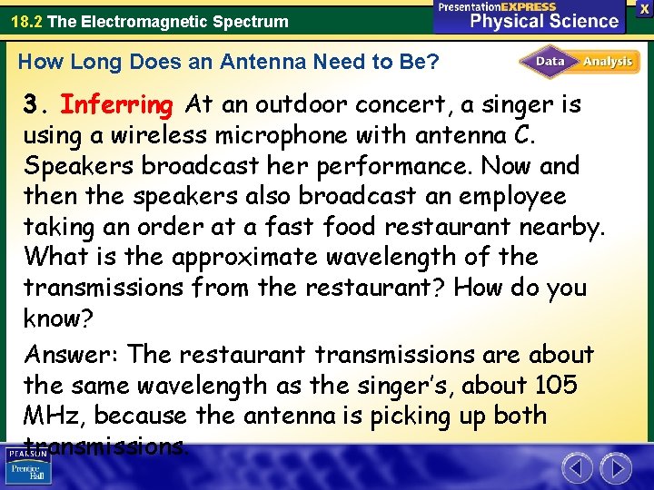 18. 2 The Electromagnetic Spectrum How Long Does an Antenna Need to Be? 3.