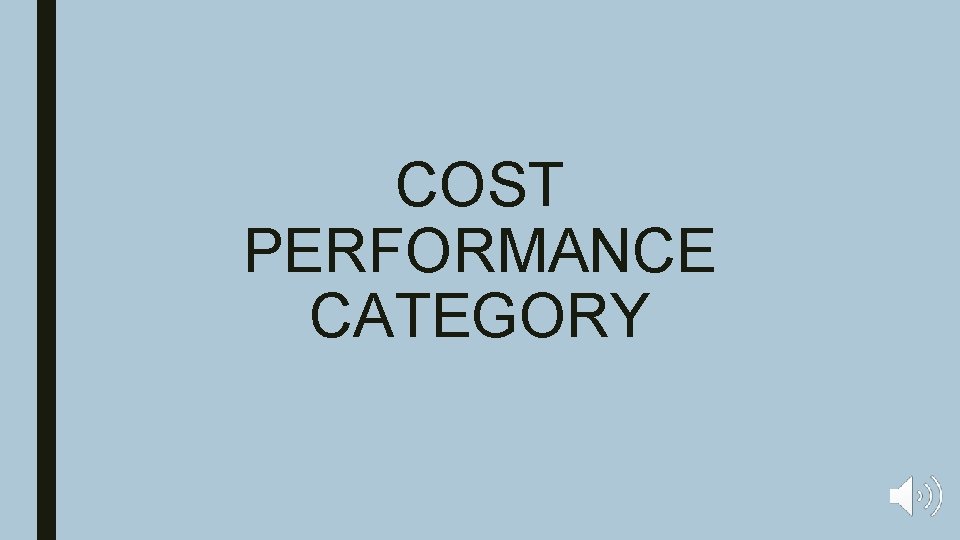 COST PERFORMANCE CATEGORY 