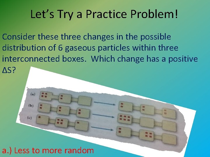 Let’s Try a Practice Problem! Consider these three changes in the possible distribution of