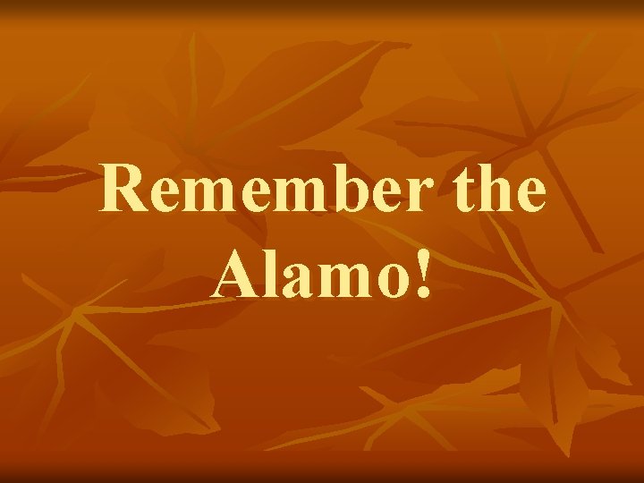Remember the Alamo! 