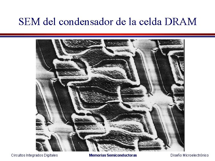 SEM del condensador de la celda DRAM Circuitos Integrados Digitales Memorias Semiconductoras Diseño Microelectrónico