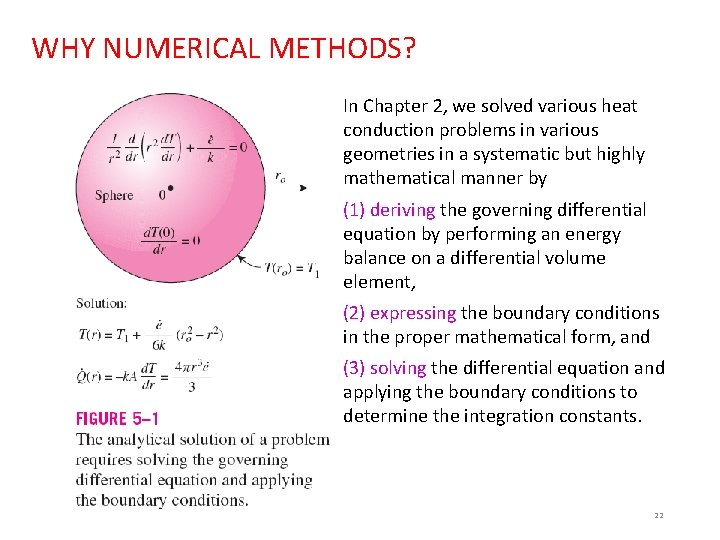 WHY NUMERICAL METHODS? In Chapter 2, we solved various heat conduction problems in various