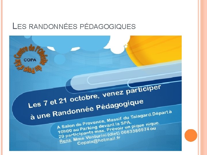 LES RANDONNÉES PÉDAGOGIQUES 