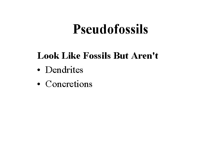 Pseudofossils Look Like Fossils But Aren't • Dendrites • Concretions 