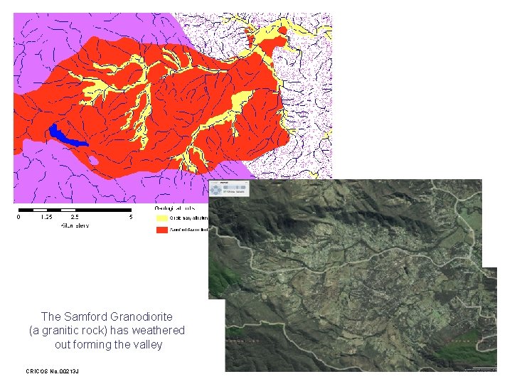 The Samford Granodiorite (a granitic rock) has weathered out forming the valley CRICOS No.